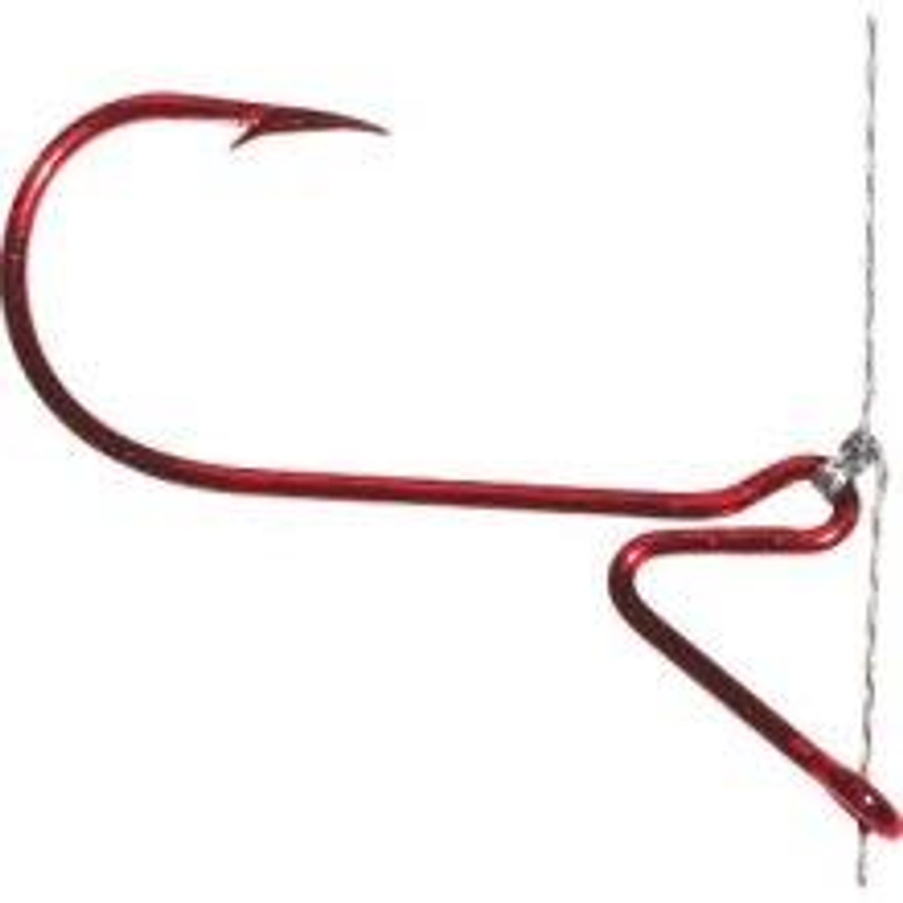 Tru-Turn Snelled Hook, Size 8, Spear Point, NonOffset Baitholder, Down Eye,  Blood Red, 5PK 303G 8