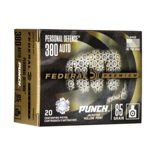 Federal PD380P1 Personal Defense Punch 380 Auto - 85 Gr - Jacketed Hollow Point (JHP) 20RD - 604544659009
