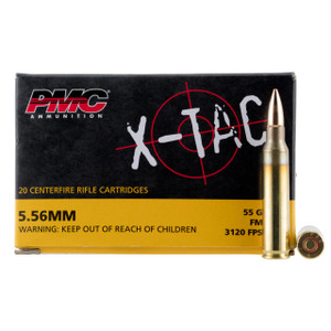 PMC X-Tac Target 5.56x45mm NATO 55 gr Full Metal Jacket Boat-Tail (FMJBT) 20 Per Box - 741569010115