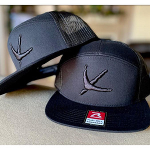 American Flyway Waterfowl Turkey Tracks 7 Panel Hat Black On Black - 400001903568