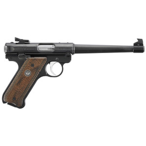 Ruger Mark IV 75th Anniversary Target 22 LR 10+1 6.88" Stainless Tapered Target Barrel, Blued Aluminum Frame, Drilled & Tapped, Checkered Wood Laminate Grip, Ambidextrous - 736676401758