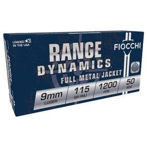 Fiocchi Range Dynamics 9mmLuger 115gr Full Metal Jacket 50 Per Box - 762344001623