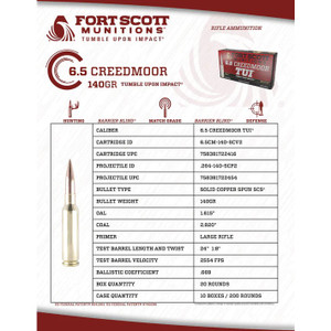 Tumble Upon Impact Solid Copper 6.5 CreedMoor 140 Grain 20/box - 758381722416