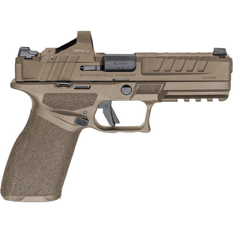 Springfield Armory Echelon 4.5F 9mm Handgun w/ Manual Safety, 15-Round, FDE with 4-15 round Magazines, Green Dot Optic & Bag -