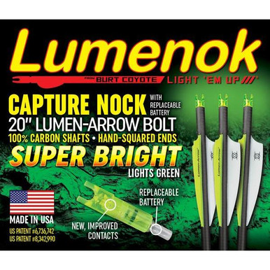 Lumenok Crossbow Bolts 20 In. Green Capture Nocks 3 Pk. 