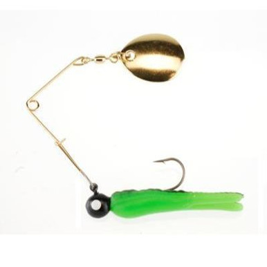 beetle spin lures for bass Johnson Nickel Blade light conditions Same proven Beetle Spin underspin design Soft plastic body on a lead jig head Available in 4 productive colors Pre Johnson Chartreuse Beetle Spin Fishing