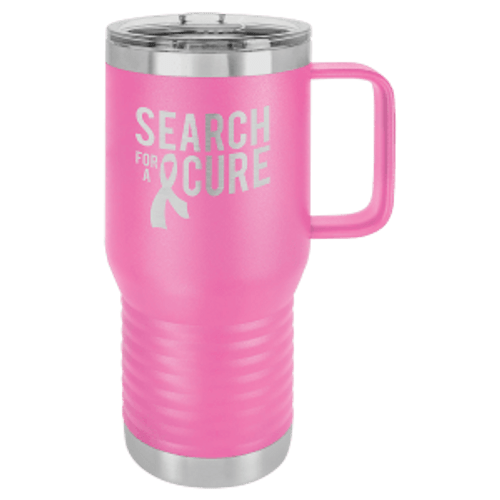 20 OZ PNK P.C. TRAVEL MUG W/HANDLE & SLIDER LID