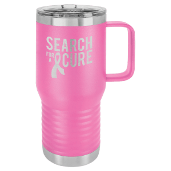 20 OZ PNK P.C. TRAVEL MUG W/HANDLE & SLIDER LID