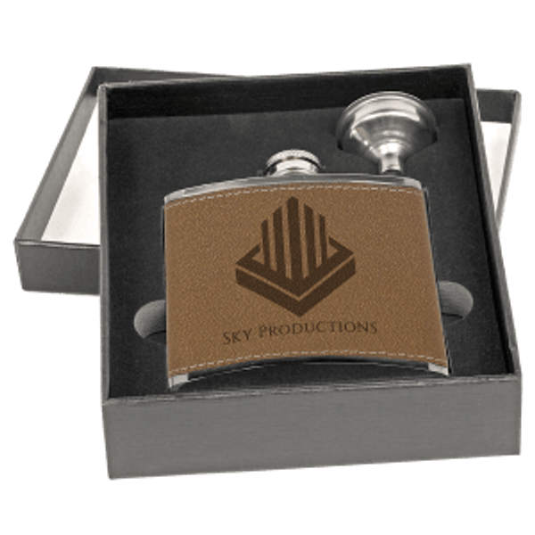 6 OZ LTHR FLASK+FNNL SET FLASK+FUNNEL+GIFT BOX