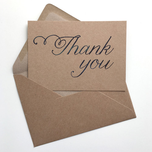 'Thank You' Set Of 12 Script Note Cards - Dig The Earth