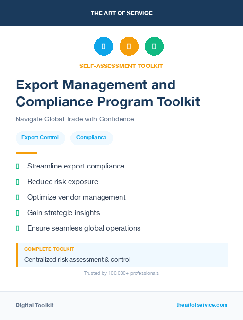 Export Management and Compliance Program Toolkit