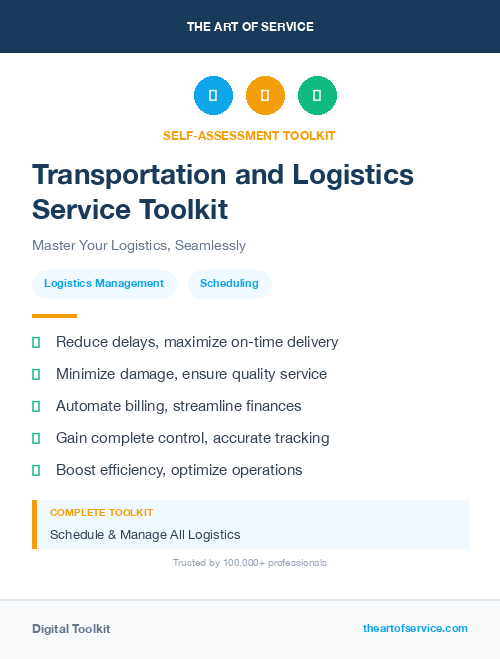 Transportation and Logistics Service Toolkit