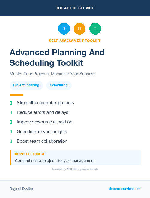 Advanced Planning And Scheduling Toolkit