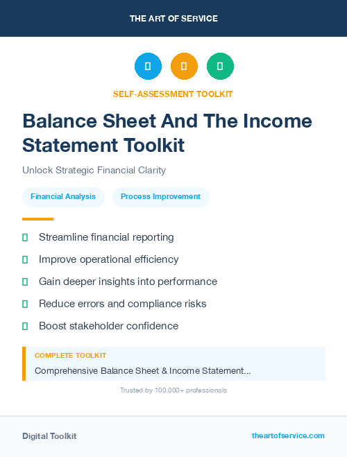 Balance Sheet And The Income Statement Toolkit