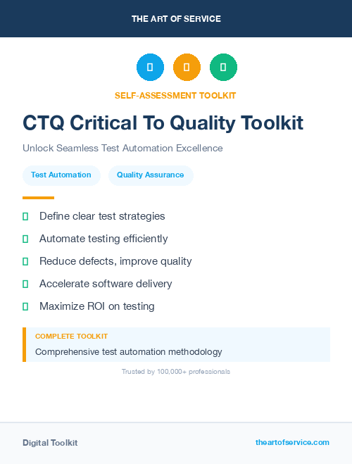 CTQ Critical To Quality Toolkit