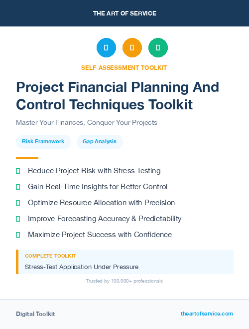 Project Financial Planning And Control Techniques Toolkit