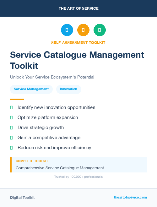 Service Catalogue Management Toolkit