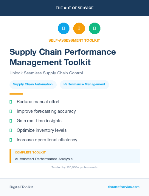 Supply Chain Performance Management Toolkit