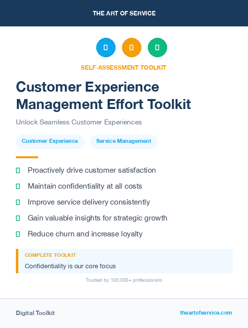 Customer Experience Management Effort Toolkit