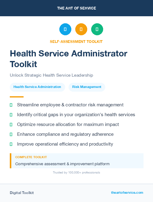 Health Service Administrator Toolkit