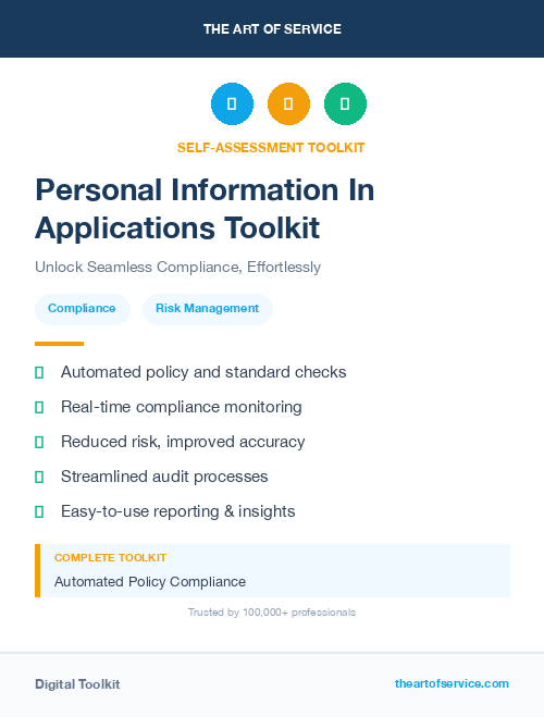 Personal Information In Applications Toolkit
