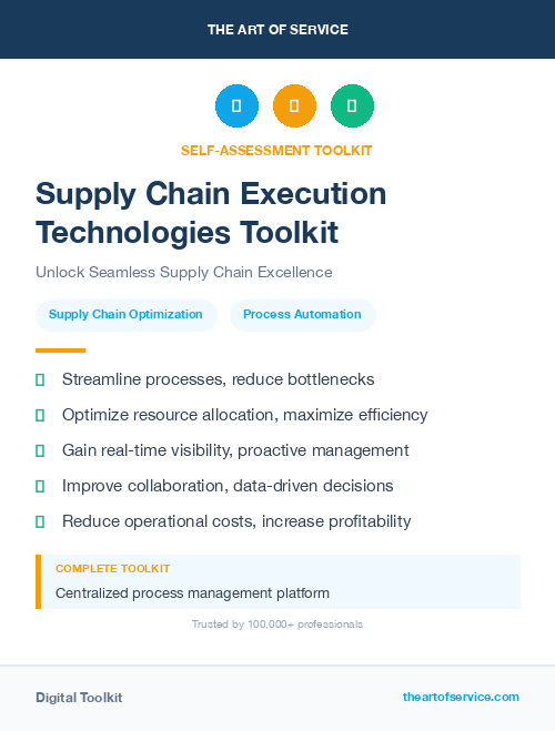 Supply Chain Execution Technologies Toolkit