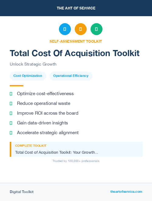 Total Cost Of Acquisition Toolkit