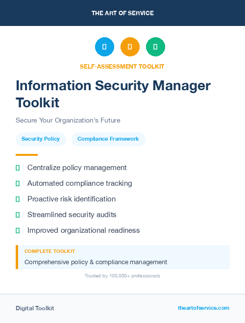 Information Security Manager Toolkit