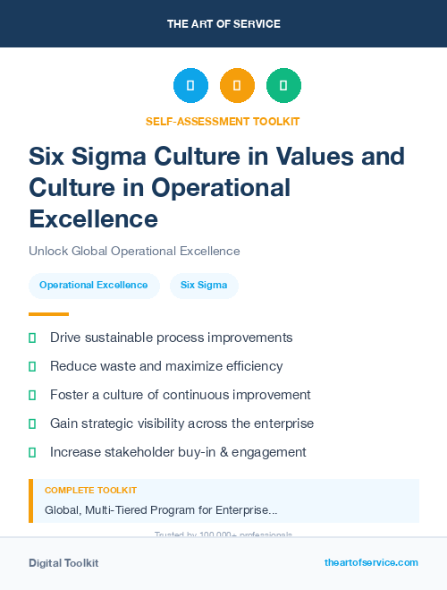 Six Sigma Culture in Values and Culture in Operational Excellence