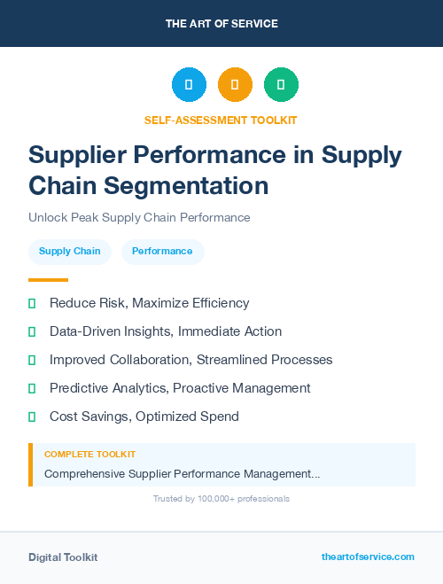 Supplier Performance in Supply Chain Segmentation