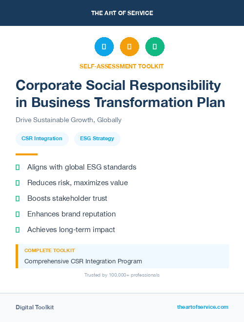 Corporate Social Responsibility in Business Transformation Plan