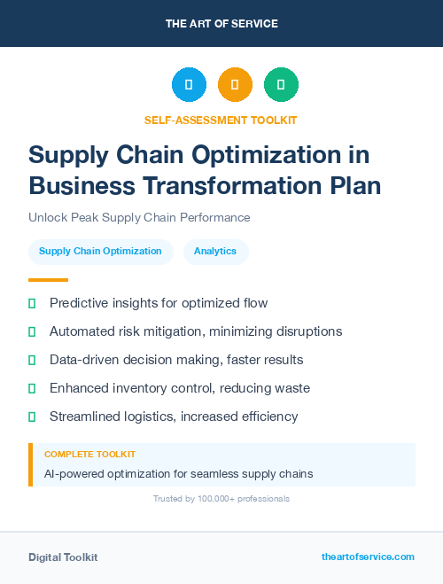Supply Chain Optimization in Business Transformation Plan