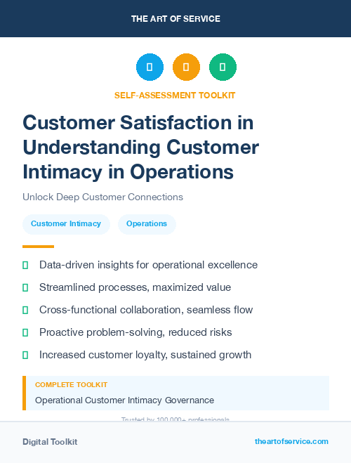 Customer Satisfaction in Understanding Customer Intimacy in Operations