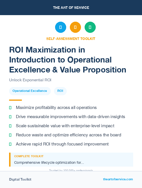 ROI Maximization in Introduction to Operational Excellence & Value Proposition