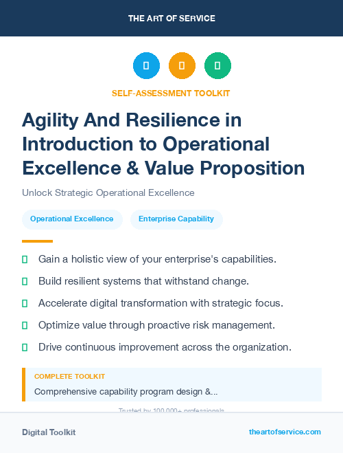 Agility And Resilience in Introduction to Operational Excellence & Value Proposition
