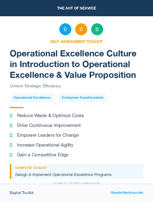 Operational Excellence Culture in Introduction to Operational Excellence & Value Proposition