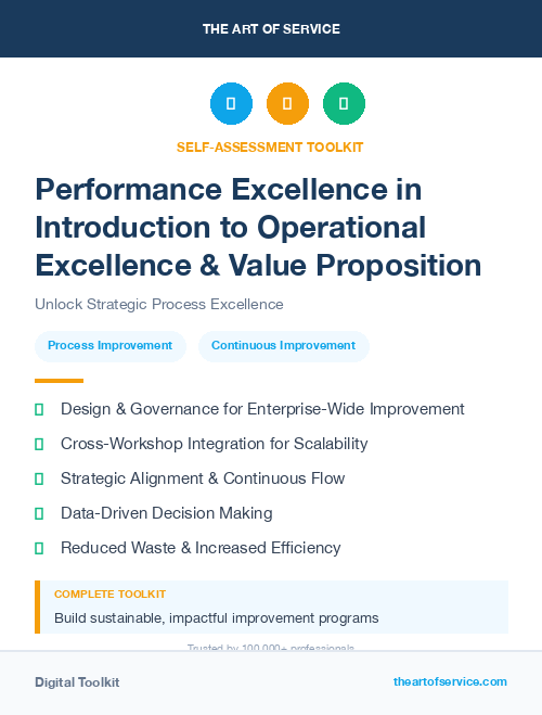 Performance Excellence in Introduction to Operational Excellence & Value Proposition