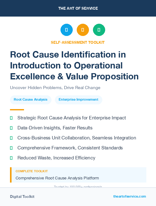Root Cause Identification in Introduction to Operational Excellence & Value Proposition