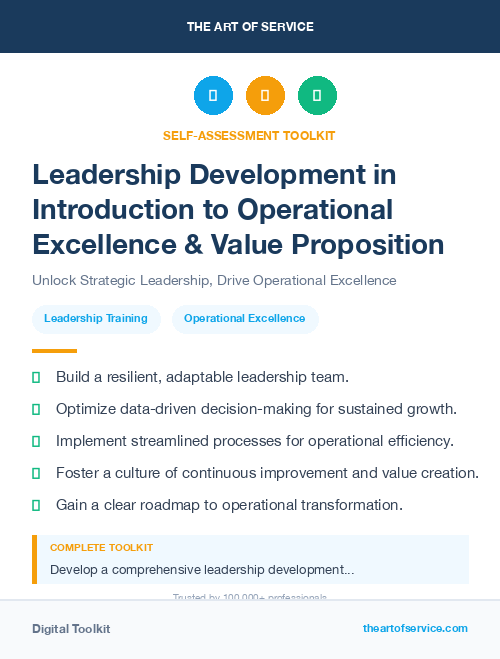 Leadership Development in Introduction to Operational Excellence & Value Proposition