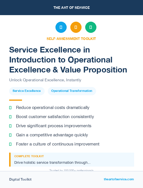 Service Excellence in Introduction to Operational Excellence & Value Proposition
