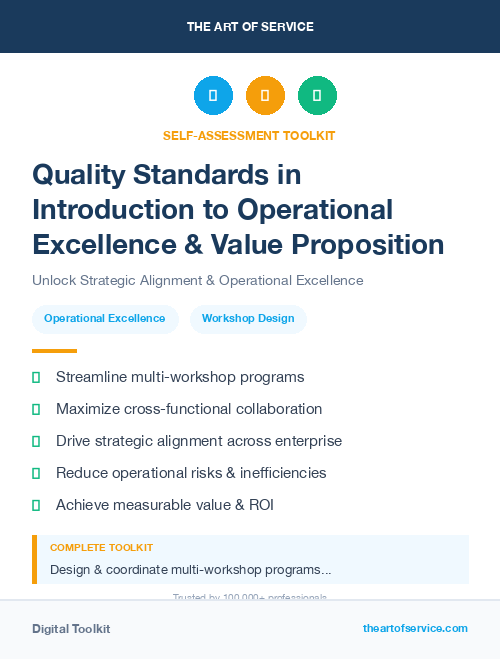Quality Standards in Introduction to Operational Excellence & Value Proposition