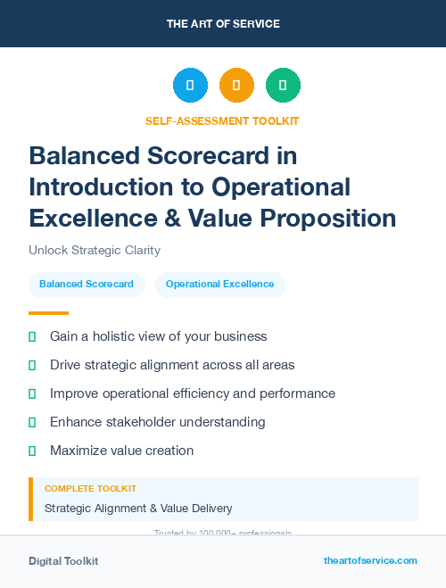 Balanced Scorecard in Introduction to Operational Excellence & Value Proposition