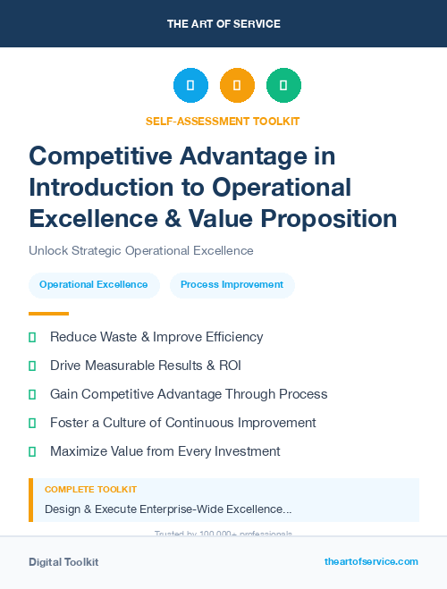 Competitive Advantage in Introduction to Operational Excellence & Value Proposition