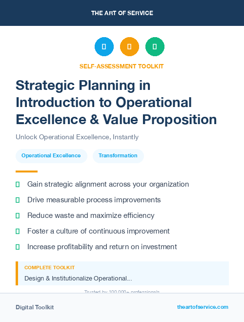 Strategic Planning in Introduction to Operational Excellence & Value Proposition