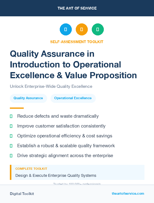 Quality Assurance in Introduction to Operational Excellence & Value Proposition