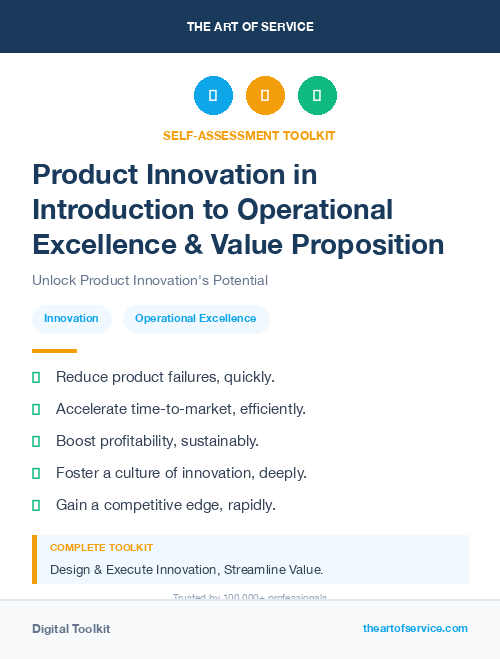 Product Innovation in Introduction to Operational Excellence & Value Proposition