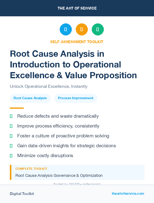 Root Cause Analysis in Introduction to Operational Excellence & Value Proposition