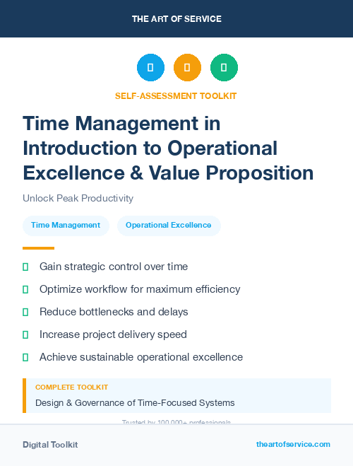 Time Management in Introduction to Operational Excellence & Value Proposition