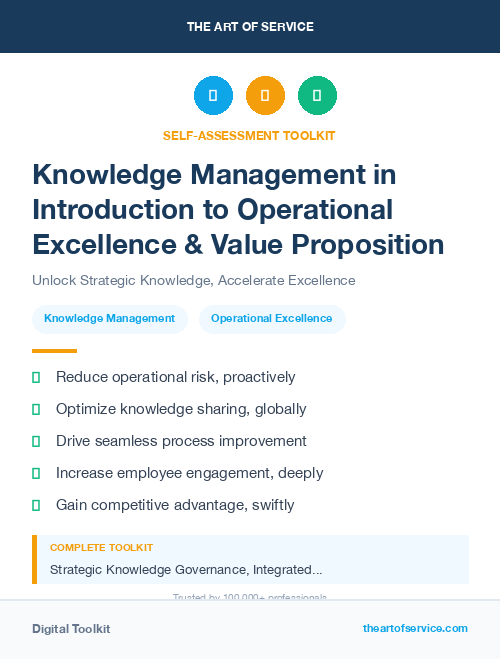 Knowledge Management in Introduction to Operational Excellence & Value Proposition