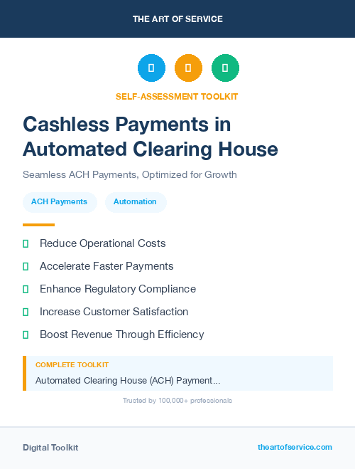 Cashless Payments in Automated Clearing House